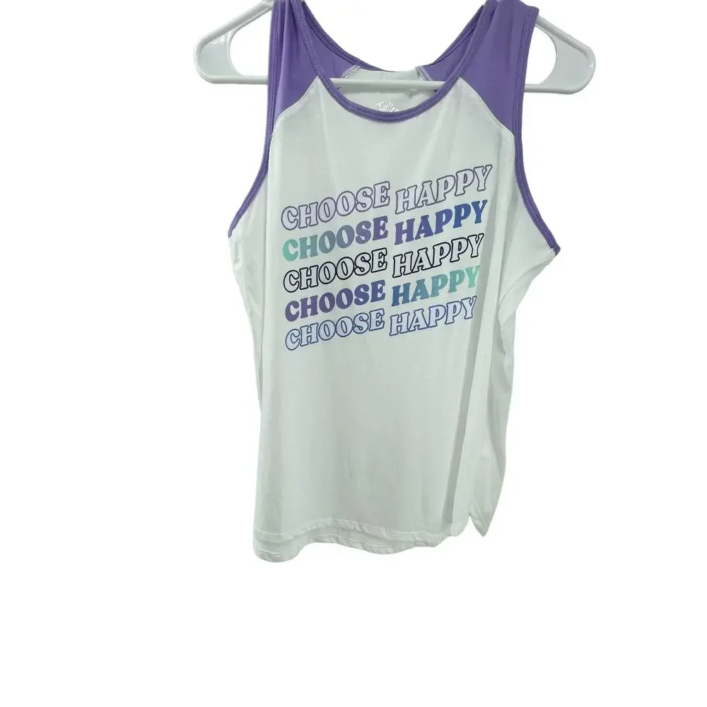 NWT Justice Active Choose Happy Graphic Tank Top Youth Girls Size 14-16